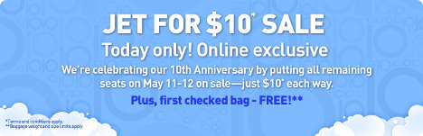 jetBlue - $10 All remaining seats, May 11-12