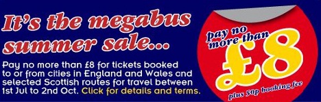Megabus sale - Travel to anywhere in the UK and pay no more than £8