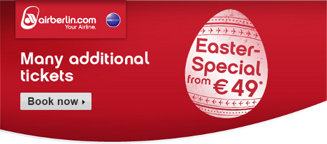 Air Berlin Easter Sale: bargain fares from EUR 49 available until Easter Monday