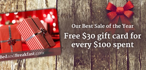 Cyber Monday Sale - Free $30 B&B gift card with every $100 spent